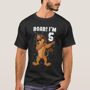 5th Birthday Lion Boy Roar I'm 5 Years T-Shirt