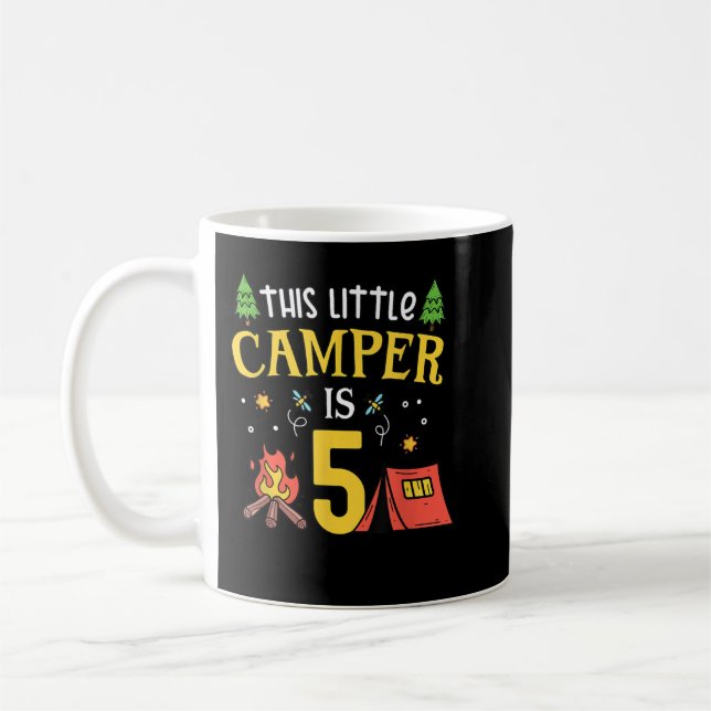 5th Birthday Little Camper Five Years Old Camping  Coffee Mug (Left)