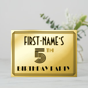 5th Birthday Party — Art Deco Style “5” & Name