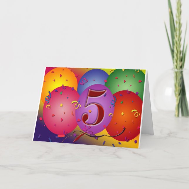 5th Birthday Party Balloon decorations Card (Front)