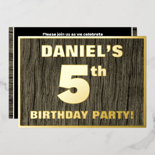5th Birthday Party: Bold, Faux Wood Grain Pattern