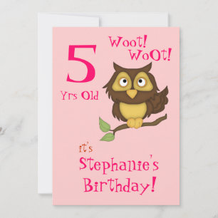 5th Birthday Party-Cute Owl+Cupcakes/Ice-cream Invitation