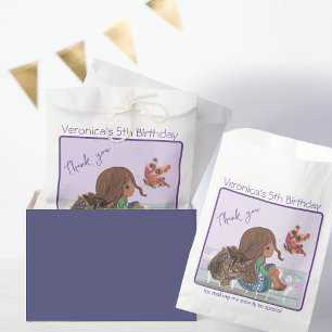 5th birthday party girl with cat favour bag