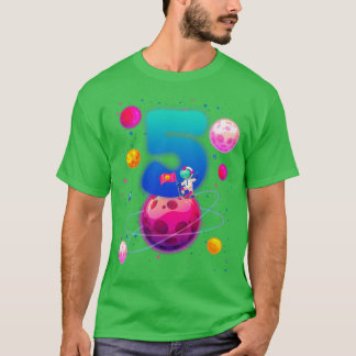 5th Birthday Party Space Lover Bday Gift For Kids  T-Shirt