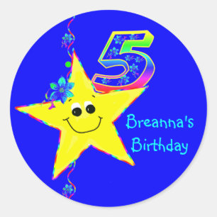 5th Birthday Party Stars Stickers