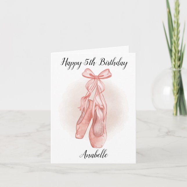 5th birthday personalized ballet slipper card (Front)