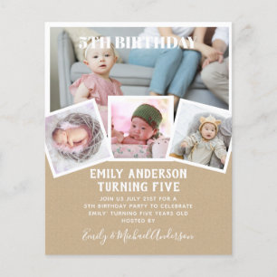 5TH Birthday Photo Collage Invite Boy Girl Mixed Flyer
