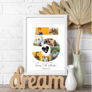 5th Birthday Photo Collage Poster Keepsake