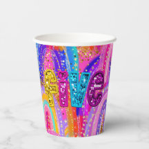 5th Birthday Pink Rainbow Glitter Paper cup