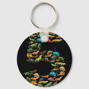 5th birthday reptiles lizards 5 year old birthday keychain