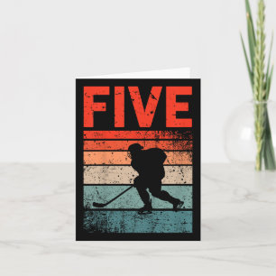 5th Birthday Retro Ice Hockey 5 Years Old Boy Girl Card