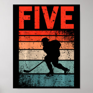 5th Birthday Retro Ice Hockey 5 Years Old Boy Girl Poster