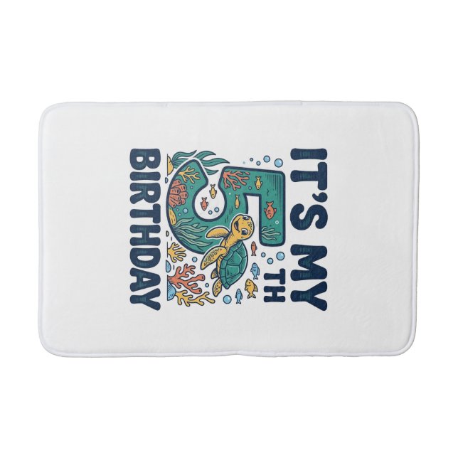 5th Birthday Sea Turtle Underwater Vector Design_1 Bath Mat (Front)