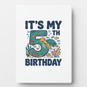 5th Birthday Sea Turtle Underwater Vector Design_1 Plaque