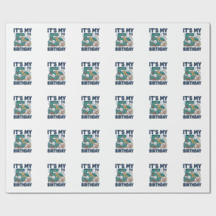 5th Birthday Sea Turtle Underwater Vector Design_1 Wrapping Paper