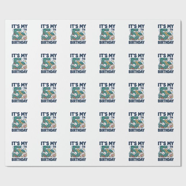 5th Birthday Sea Turtle Underwater Vector Design_1 Wrapping Paper (Flat)