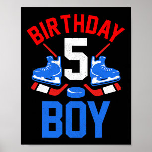 5th Birthday Shirt For Girls Boys 5 Yrs Old Ice Ho Poster