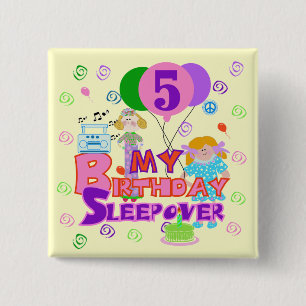 5th Birthday Sleepover Tshirts and Gifts 2 Inch Square Button