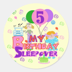 5th Birthday Sleepover Tshirts and Gifts Classic Round Sticker