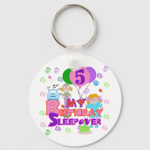 5th Birthday Sleepover Tshirts and Gifts Keychain