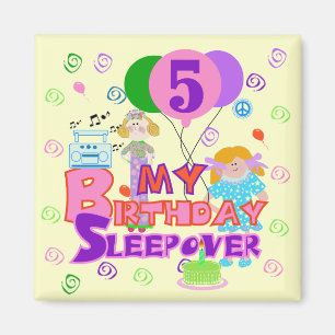 5th Birthday Sleepover Tshirts and Gifts Magnet