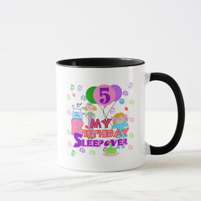 5th Birthday Sleepover Tshirts and Gifts Mug (Right)