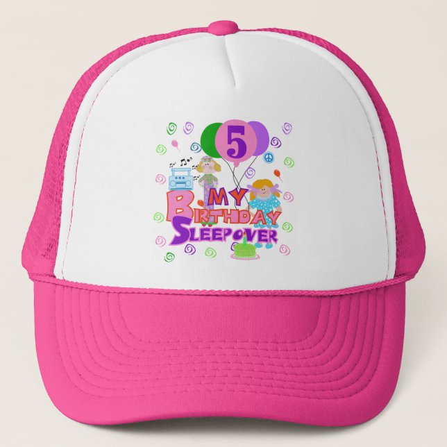 5th Birthday Sleepover Tshirts and Gifts Trucker Hat (Front)