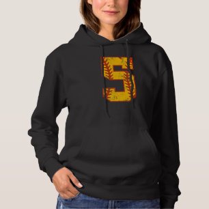 5th Birthday Softball  Bdy Five 5 Year Old Girl Hoodie