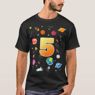 5th Birthday Space Lover 5 Years Old Bday T-Shirt