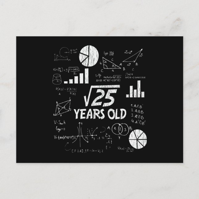 5th Birthday Square Root Math 5 Year Old Bday Gift Postcard (Front)