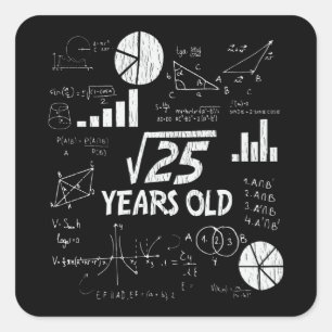 5th Birthday Square Root of 25 - 5 Years Old Bday Square Sticker