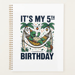 5th Birthday Turtle Hammock Vintage Engraving Desi Planner
