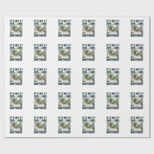 5th Birthday Turtle Hammock Vintage Engraving Desi Wrapping Paper