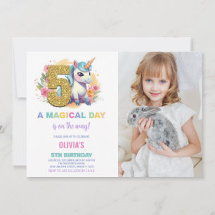 5th Birthday Unicorn Birthday Invitations photo