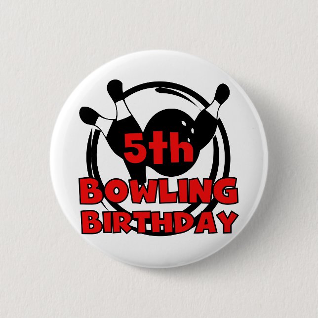 5th Bowling Birthday Tshirts and Gifts 2 Inch Round Button (Front)