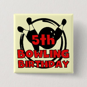 5th Bowling Birthday Tshirts and Gifts 2 Inch Square Button