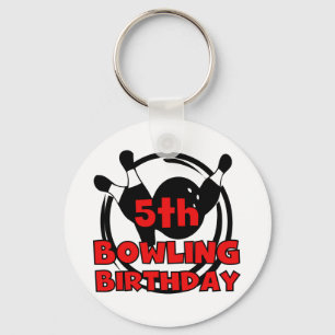5th Bowling Birthday Tshirts and Gifts Keychain