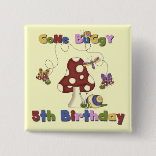 5th Bug Birthday Tshirts and Gifts 2 Inch Square Button
