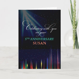 5th Employee Anniversary Sky, Customize, Black Con Card
