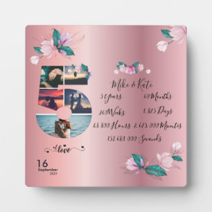 5th Engagement Wedding Anniversary Photo collage Plaque