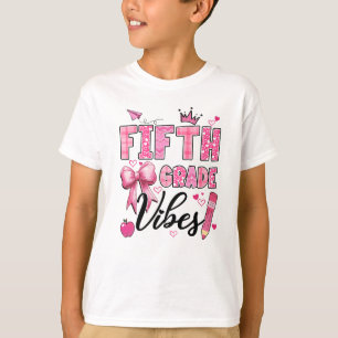 5th Fifth Grade Vibes Back To School Coquette Teac T-Shirt