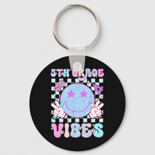 5th Fifth Grade Vibes Smile Face Back To School Te Keychain
