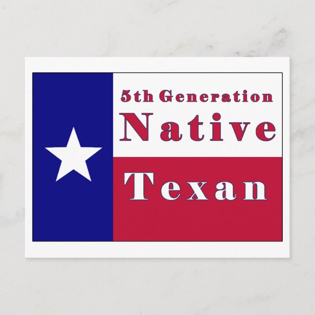 5th Generation Native Texan Flag Postcard (Front)