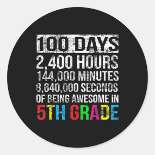 5th Grade 100 Day Countdown 100 Days Of School Gif Classic Round Sticker