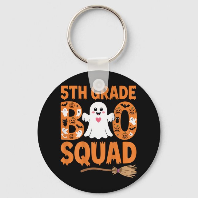 5th Grade Boo Squad Halloween Ghost School Fun Cos Keychain (Front)