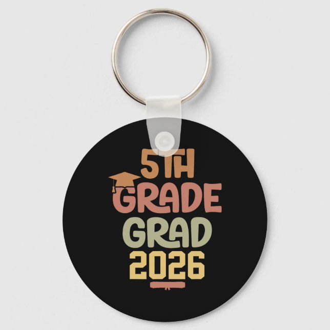 5th Grade Cl 2026 Graduate Elementary School Gradu Keychain (Front)