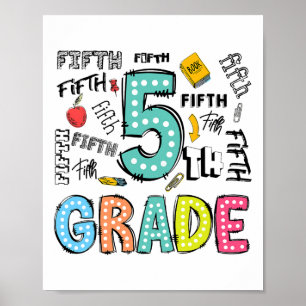 5th Grade Cute Typography Dots Back To School Teac Poster