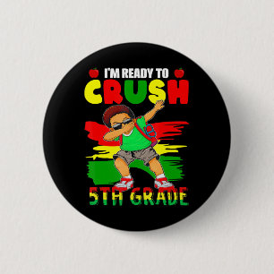 5th Grade Dabbing Black African Boys Back to Schoo 2 Inch Round Button