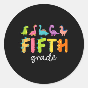 5th Grade Dinosaur Ck To School First Day Of Schoo Classic Round Sticker