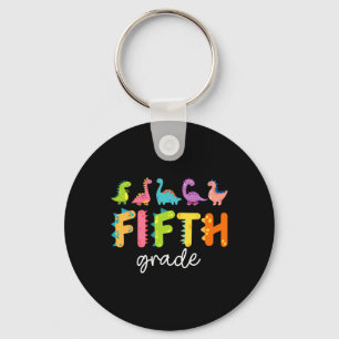 5th Grade Dinosaur Ck To School First Day Of Schoo Keychain